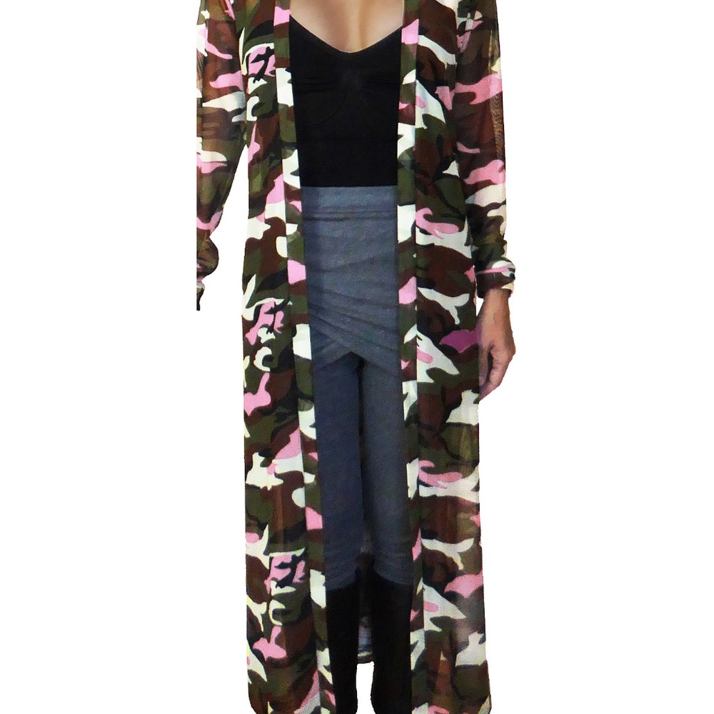 Funfash pink camo beach kimono 1X